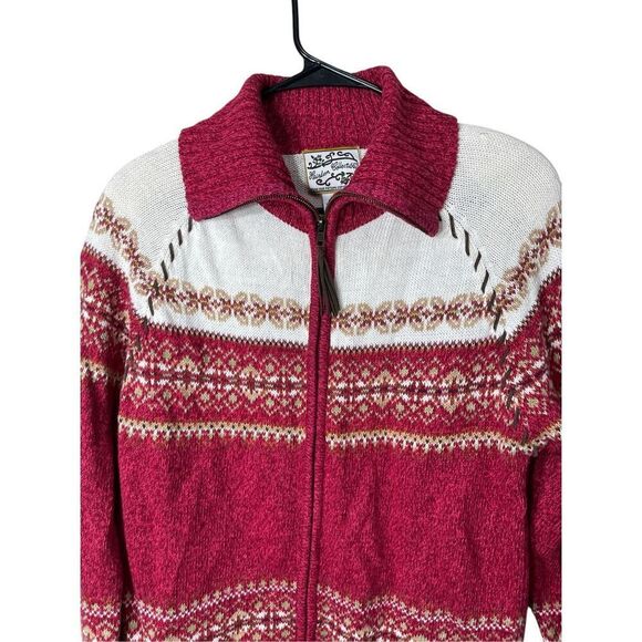 Vintage Heirloom Collectibles Cardigan Sweater Zip Up Red Fair Isle S - Picture 2 of 8